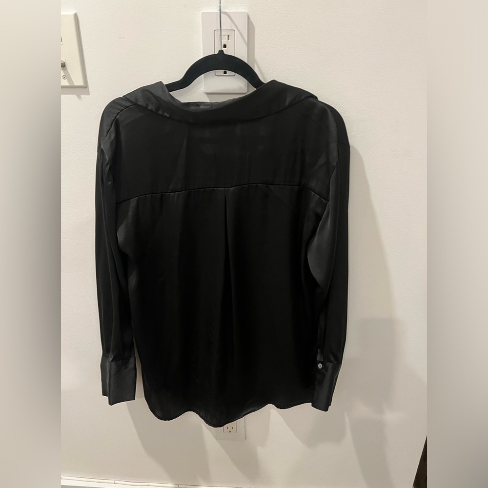 Black Satin Oversized Button Down - image 3